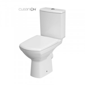 Set vas wc pe pardoseala Cersanit Carina 482 Cleanon cu rezervor si capac softclose