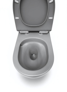 Set vas WC suspendat Rimless gri texturat 3D cu capac soft close - Img 2