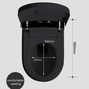 Toaleta inteligenta suspendata negru cu functie bideu,capac soft close inclus, incalzire colac Smart Foglia - Img 6