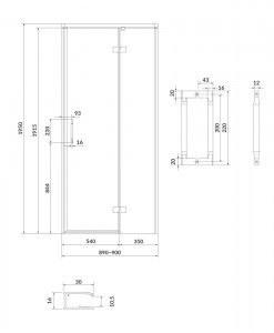 Usa de dus pivotanta Cersanit Larga 90 cm, profil crom, dreapta - Img 2