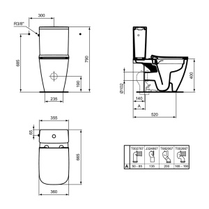 Vas WC stativ Ideal Standard I.LIFE B Rimless, gri lucios - Img 5