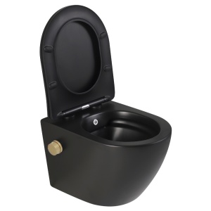 Vas wc suspendat Foglia Oslo Rimless, cu functie bideu, baterie inclusa auriu mat, negru mat - Img 2