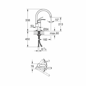 Baterie bucatarie Grohe Eurosmart New cu corp inalt crom lucios - Img 2