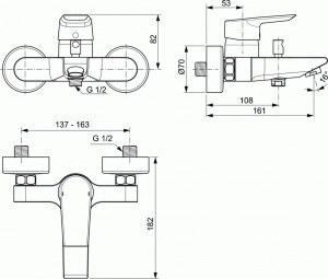 Baterie cada dus Ideal Standard Tesi crom - Img 2