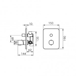 Baterie cada-dus incastrata FDESIGN Meandro cu corp ingropat, crom - Img 2