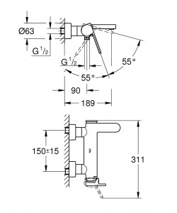 Baterie cada Grohe Plus, crom - Img 3
