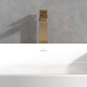 Baterie inalta lavoar Villeroy&Boch Architectura Square, cu ventil click-clack, brushed gold - Img 4