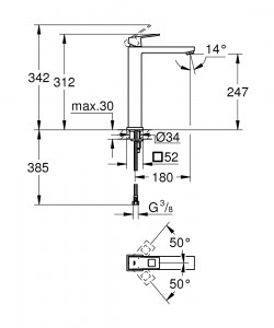 Baterie lavoar Grohe Eurocube XL, crom - Img 2