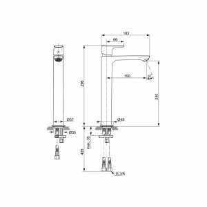 Baterie lavoar Ideal Standard Connect Air inalta fara ventil pop-up, crom - Img 2