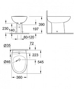 Bideu stativ Grohe Bau Ceramic, 54x36 cm - Img 2