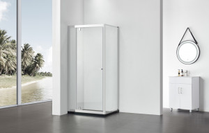 Cabina dus dreptunghiulara Belform Clear, usa batanta, 90x70 cm, crom