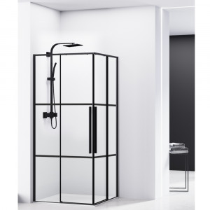Cabina dus patrata Belform Infinity, usi culisante, 80x80 cm, negru - Img 5