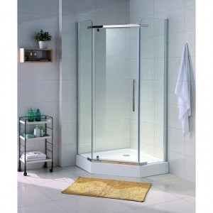 Cabina dus pentagonala Belform Clear usa batanta 90x90 cm crom - Img 3