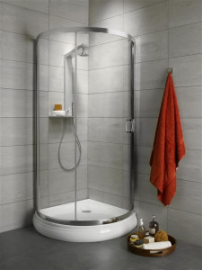 Cabina dus semirotunda Radaway PREMIUM PLUS B, cu usi glisante 90x90 cm, sticla fabric