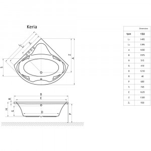 Cada baie de colt Radaway Keria, acril, 150x150cm - Img 3