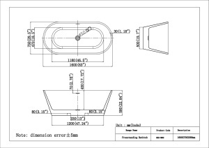 Cada baie freestanding Luma, acril, 170x75 cm, alb lucios - Img 4