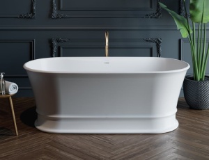 Cada baie freestanding ovala Foglia Clasic Elegante, compozit, cu preaplin, 170 x 84 cm