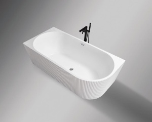 Cada baie freestanding Parma riflata, montaj colt, acril, 170x80 cm