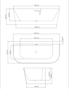 Cada freestanding Belform Selene, acril, 150x75 cm - Img 4