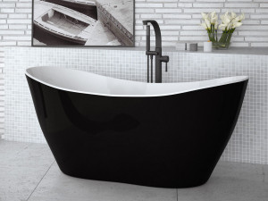 Cada freestanding compozit Besco Viya alb-negru 160x70 cm