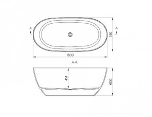 Cada freestanding compozit Marmite Toronto 160x74 cm, alb - Img 3