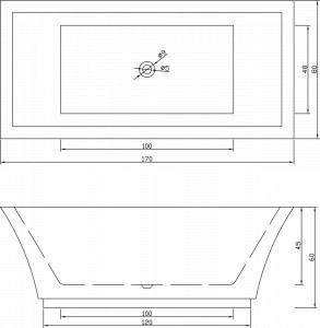 Cada freestanding dreptunghiulara 7105, acril, 170x80 cm - Img 4
