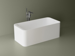 Cada freestanding dreptunghiulara, compozit alb mat, interior lucios, 150x76.2x53.5 cm, Foglia Toscana - Img 5