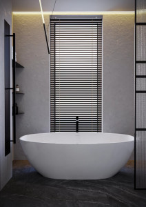 Cada freestanding Miraggio Mateo, compozit, 180x87 cm alb lucios