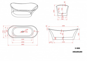 Cada freestanding ovala 9009 acril 180x80 cm alb lucios - Img 3