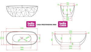 Cada freestanding ovala 9069, acril, 170x75 cm, alb lucios - Img 2