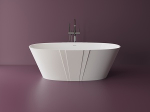 Cada freestanding ovala, compozit alb lucios, 167x89.7x55.5 cm, Foglia Manor