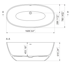 Cada freestanding ovala, compozit alb mat, interior lucios, 160x78x61 cm Foglia Monaco - Img 3