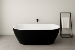 Cada freestanding Sanotechnik Cuba black, acril, 175x75x58 cm, negru lucios