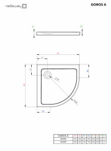 Cadita de dus semirotunda Radaway Doros A 90x90 cm - Img 2