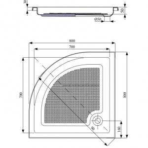 Cadita dus semirotunda slim Belform Cubo 80x80 cm - Img 2