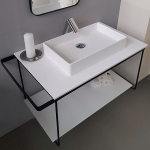 Cadru metalic cu blat, polita si lavoar Kuma SQ50 ZOOM LOFT style, RECTOR, 80 cm - Img 3