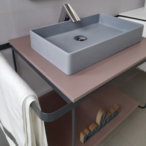 Cadru metalic cu blat, polita si lavoar Kuma SQ50 ZOOM LOFT style, RECTOR, 60 cm - Img 2