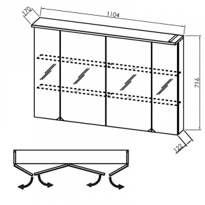 Dulap 4 usi cu oglinda iluminare LED Kolpasan Tara, 110 cm, craft wood - Img 2