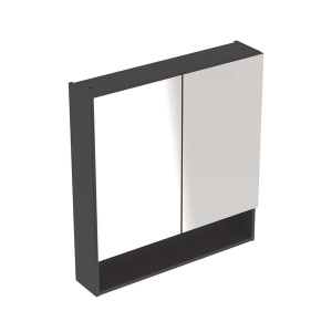 DULAP CU OGLINDA 80 CM SELNOVA SQUARE CU DOUA USI, LAVA - Img 5