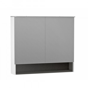 DULAP CU OGLINDA BERYL 80.2X71X15, 2 USI, ALB MAT