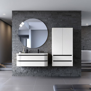 Dulap tip coloana Kolpasan Vittoria, 2 usi si 2 sertare, 79x148 cm, alb mat