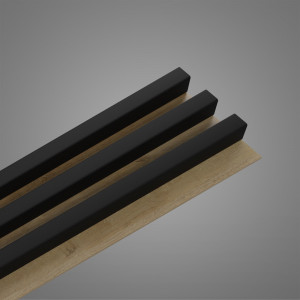 Lamele decorative Stegu Linea Slim, Mdf, 2650x150x30 mm, negru-stejar