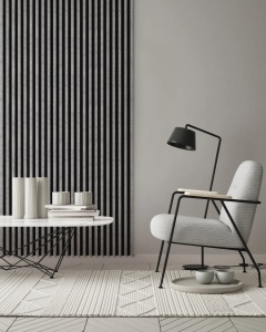 Lamele decorative Stegu Linea Slim, Mdf, 2650x150x30 mm, urban-negru - Img 5