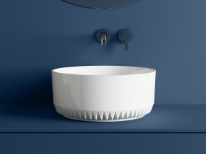 Lavoar baie compozit pe blat Foglia Rondo Z, rotund, Ø 36 cm, alb