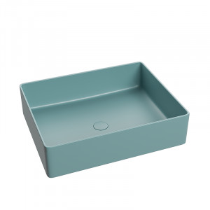 Lavoar baie dreptunghiular pe blat Color, 48x37x13 cm, verde mat - Img 3