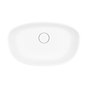 Lavoar compozit Foglia Ondo Curve cu montare pe blat, 60x36 cm, alb lucios - Img 4