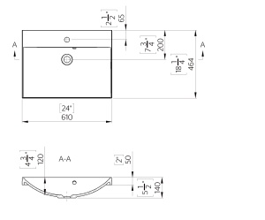 Lavoar incastrat din compozit, dreptunghiular, alb lucios, 61 x 46.4 cm, Foglia Modulo - Img 2