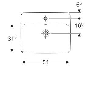 LAVOAR ÎNCORPORAT GEBERIT VARIFORM, DREPTUNGHIULAR, CU BANC CU ORIFICII DE ROBINET B-55CM,T-45CM,PREAPLIN VIZIBIL, GLAZURAT ALB - Img 4