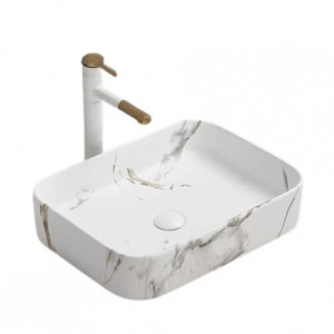 Lavoar pe blat Dione, dreptunghiular, 50x37x11 cm, efect marmura