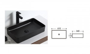 Lavoar pe blat E5003, 61x34x11 cm, negru